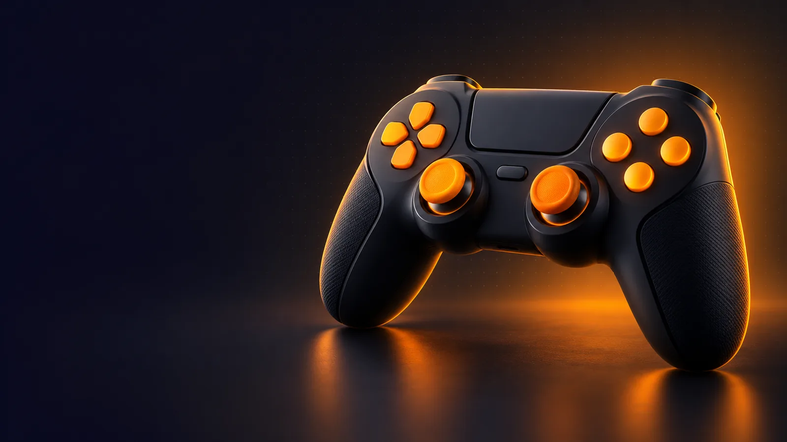 A game controller with oversized orange buttons