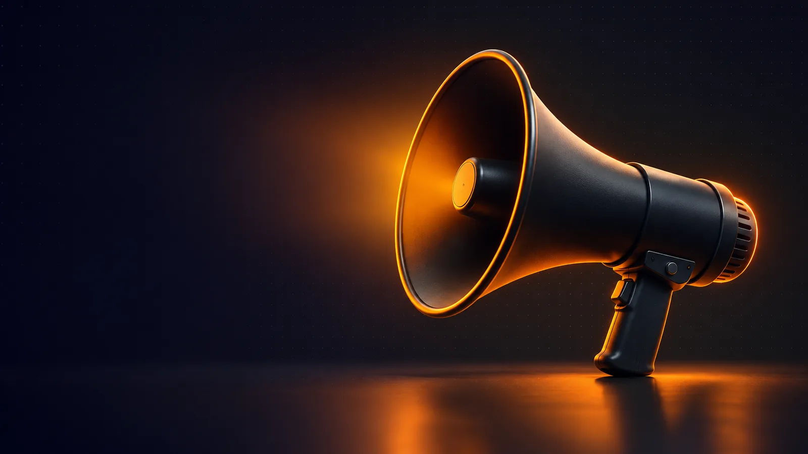 A megaphone with an orange rim light