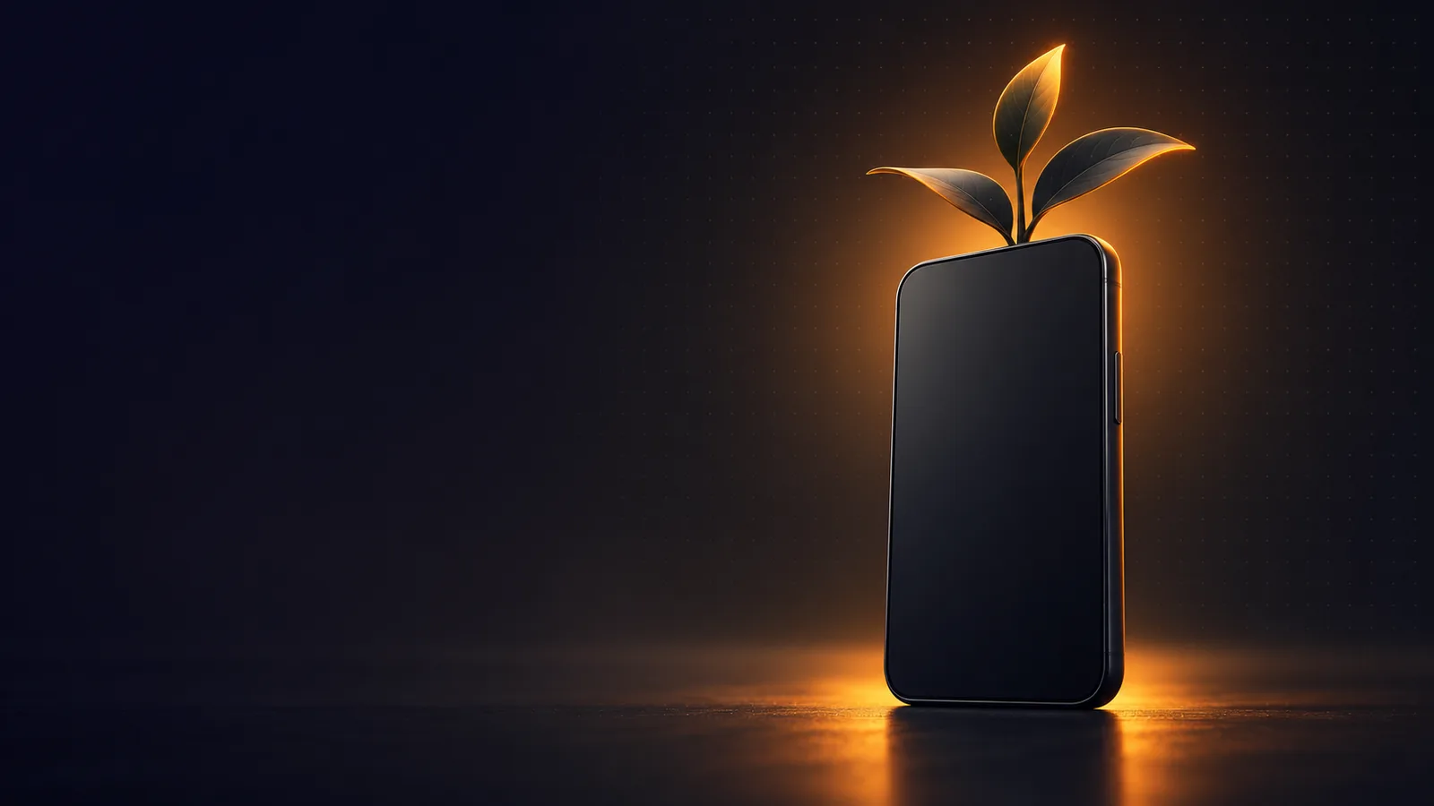 A small sapling growing out of a smartphone